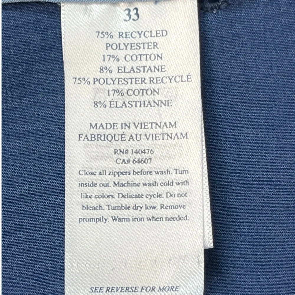Faherty All Day Shorts Mens 33 Blue Stretch Flat Front Drawstring Hybrid EUC